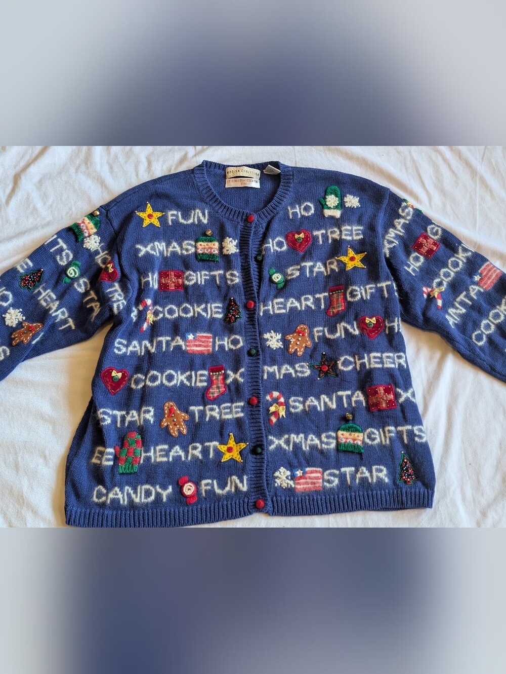 Marisa Christina 1998 Christmas Collection Knit Button Sweater/Cardigan size XL